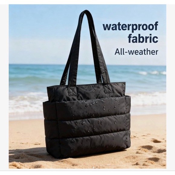 NEW Tote Bag Puffy Quilted Handbag Compartments Lightweight - Picture 6 of 12